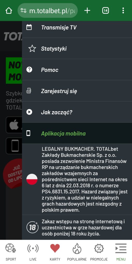aplikacja mobilna totalbet na android
